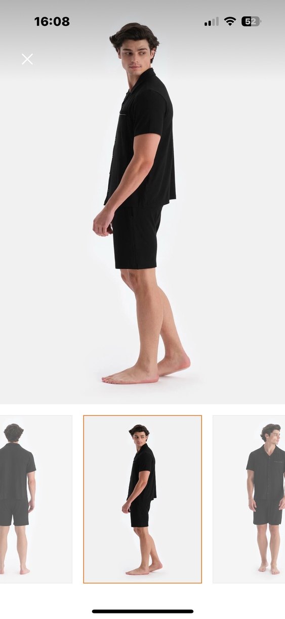 Erkek Siyah Kısa Kollu Mini Pijama Takımı - Görsel 2