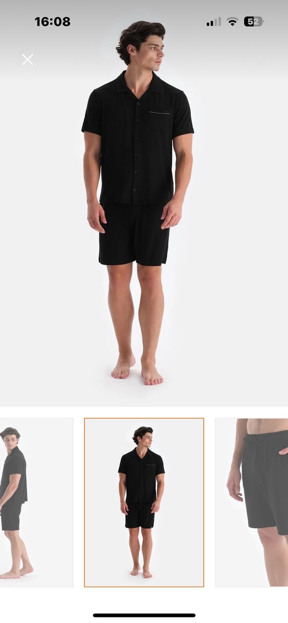 Erkek Siyah Kısa Kollu Mini Pijama Takımı - Görsel 3