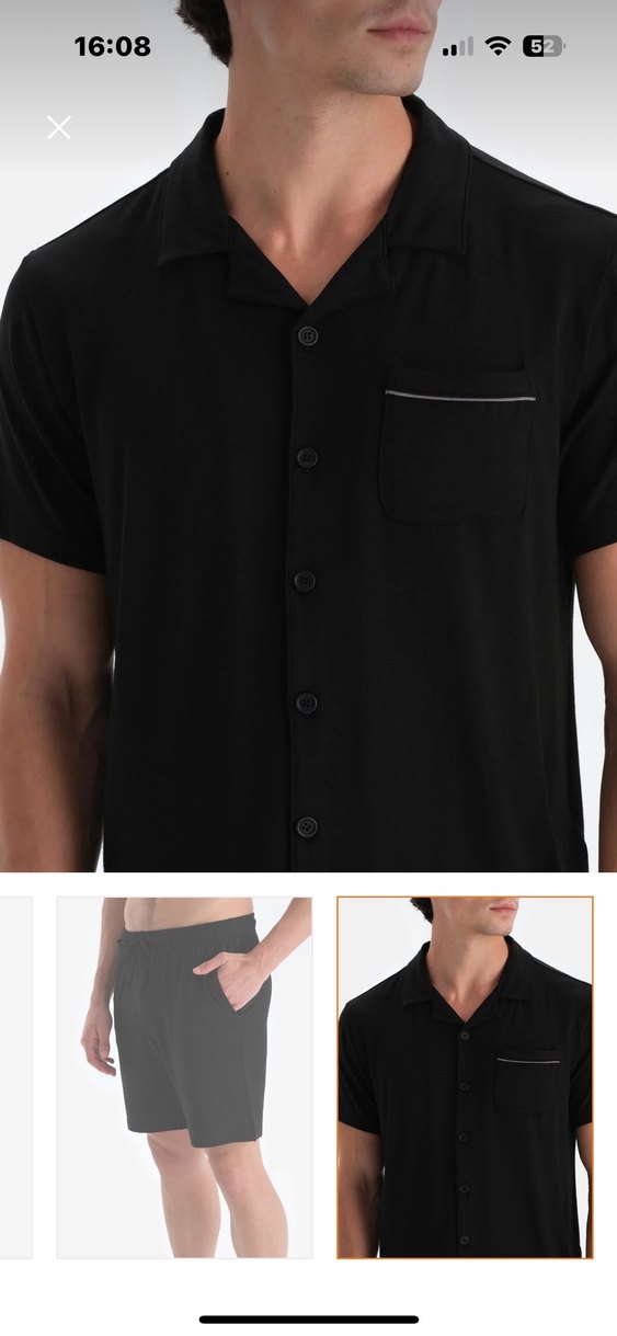 Erkek Siyah Kısa Kollu Mini Pijama Takımı - Görsel 5