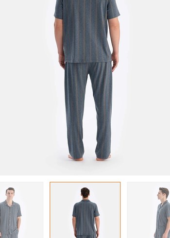 Gri Erkek Kısa Kollu Pijama Takımı - Görsel 2