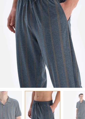 Gri Erkek Kısa Kollu Pijama Takımı - Görsel 6