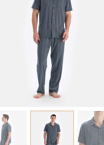 Gri Erkek Kısa Kollu Pijama Takımı - Görsel 4