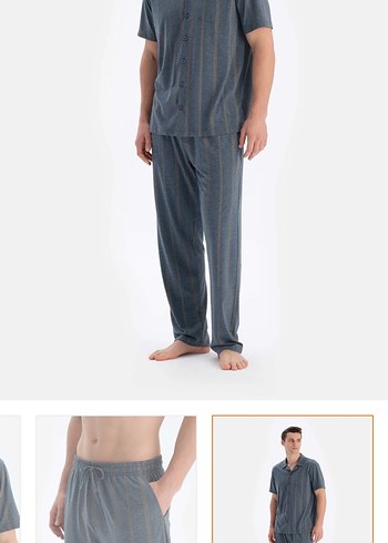 Gri Erkek Kısa Kollu Pijama Takımı - Görsel 7