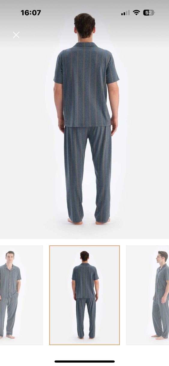 Gri Erkek Kısa Kollu Pijama Takımı - Görsel 2