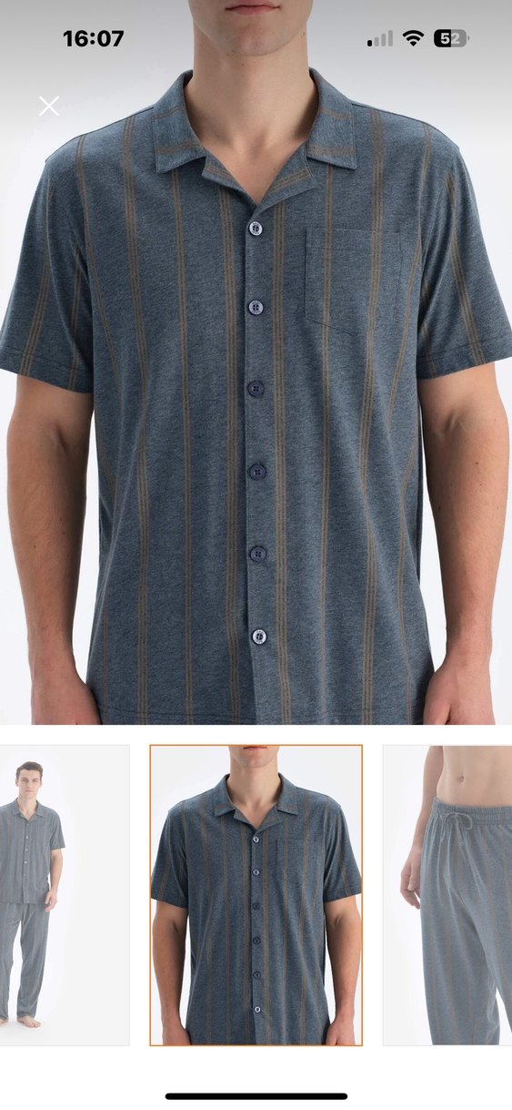 Gri Erkek Kısa Kollu Pijama Takımı - Görsel 5