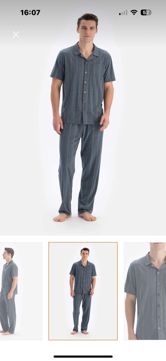 Gri Erkek Kısa Kollu Pijama Takımı - Görsel 4