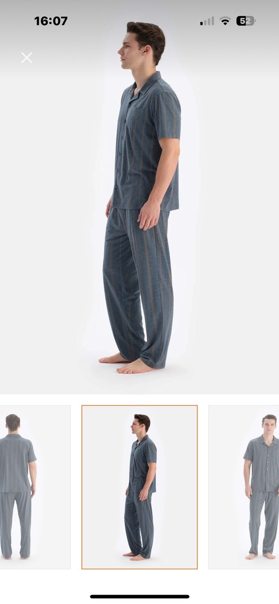 Gri Erkek Kısa Kollu Pijama Takımı - Görsel 3