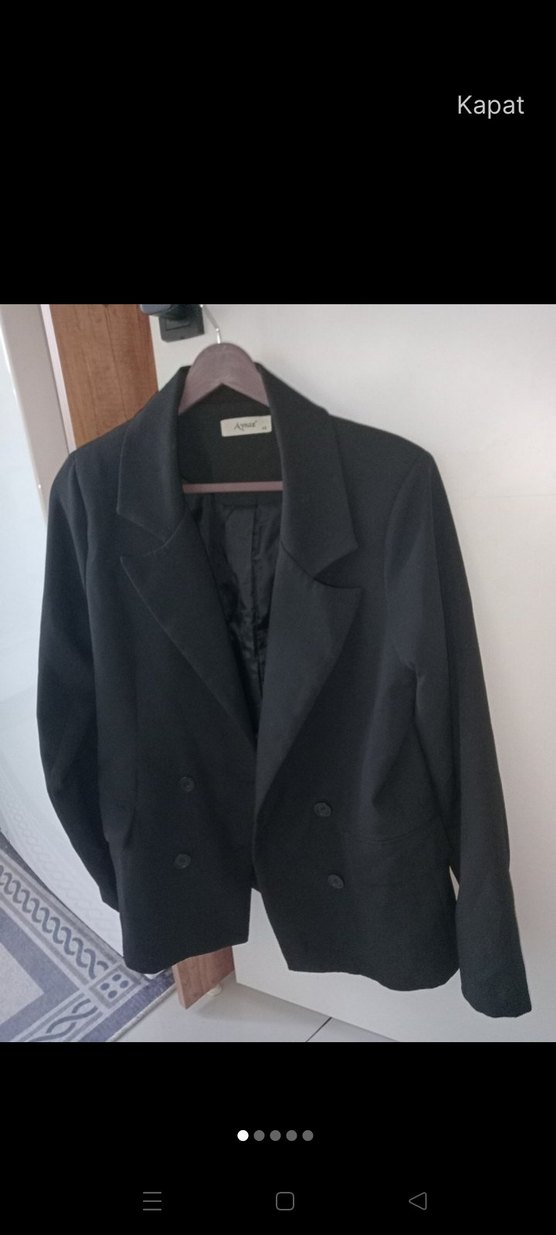 Düğmeli Siyah Kadın Blazer Ceket - Görsel 2