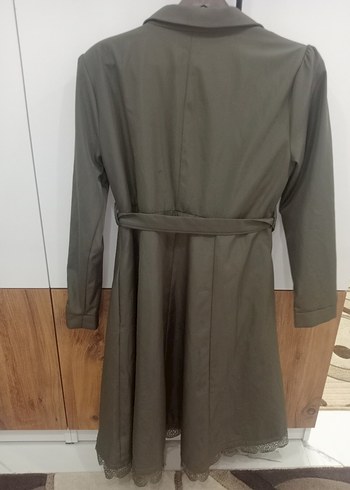 Zara Düğmeli haki Uzun Kadın Trençkot