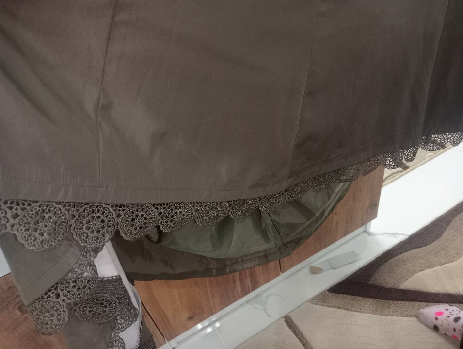 Düğmeli haki Uzun Kadın Trençkot - Görsel 4