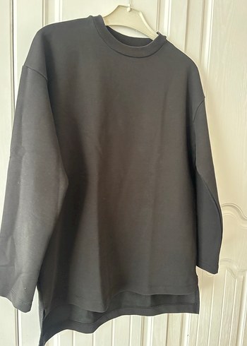 Siyah Rahat Kesim Kadın Sweatshirt - Görsel 3