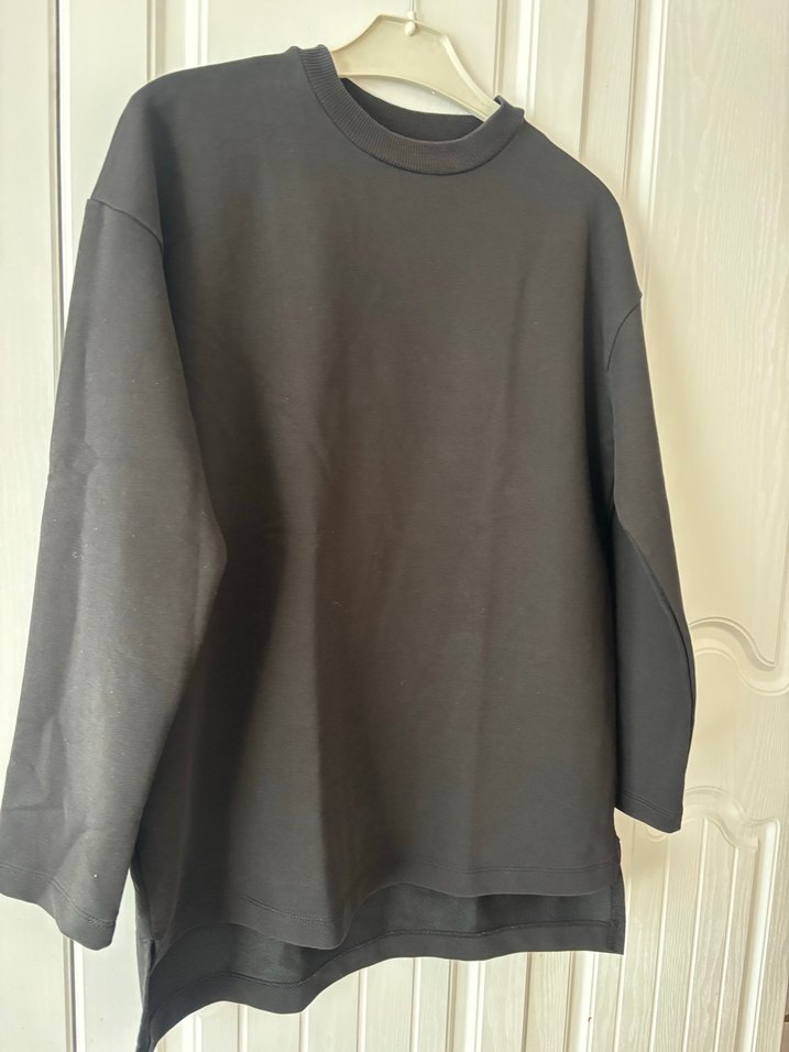 Siyah Rahat Kesim Kadın Sweatshirt - Görsel 3