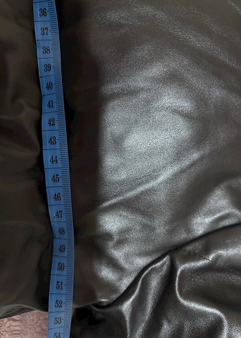 Siyah Deri Mini Kemerli Kadın Kışlık mont - Görsel 5