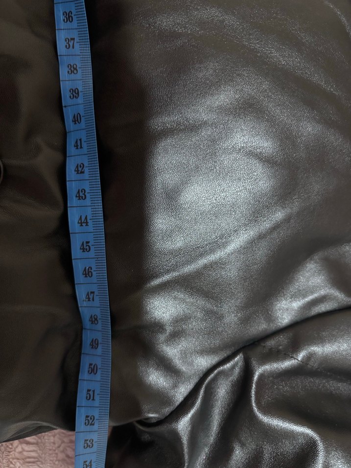 Siyah Deri Mini Kemerli Kadın Kışlık mont - Görsel 5