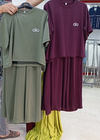 Kadın Haki bordo ve patlican moru olark uc renk spor ikili takim