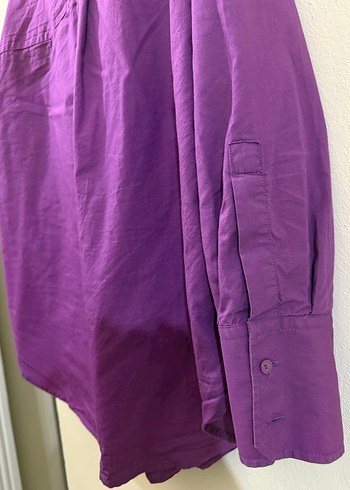 Kadın Mor Düğmeli Uzun Kollu Gömlek - Görsel 5