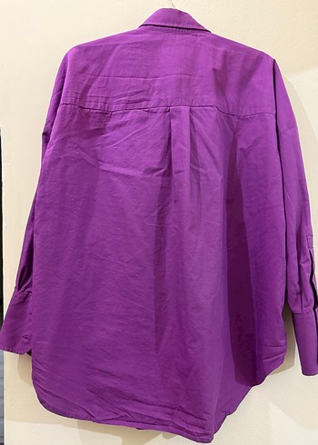 Kadın Mor Düğmeli Uzun Kollu Gömlek - Görsel 3