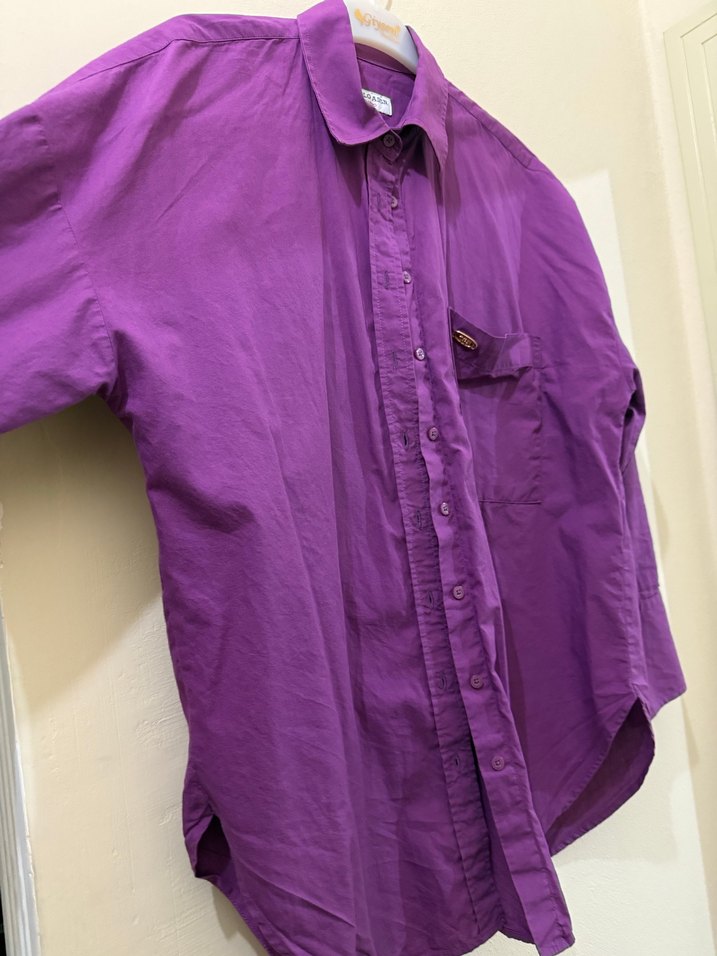 Kadın Mor Düğmeli Uzun Kollu Gömlek - Görsel 4