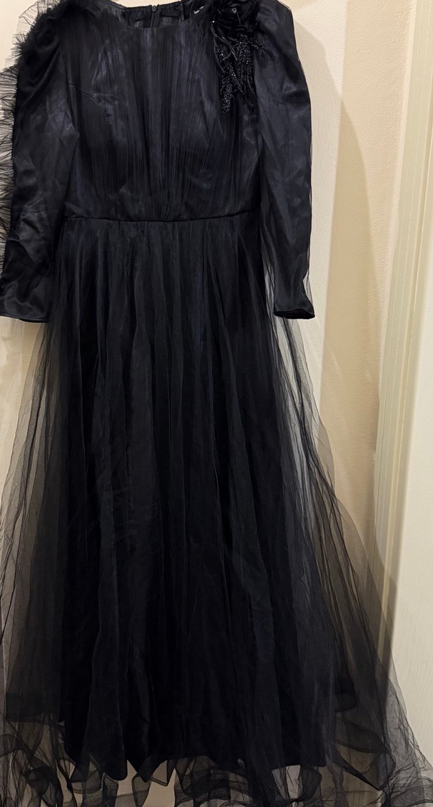 Siyah Gotik Uzun Kadın Elbise - Görsel 3