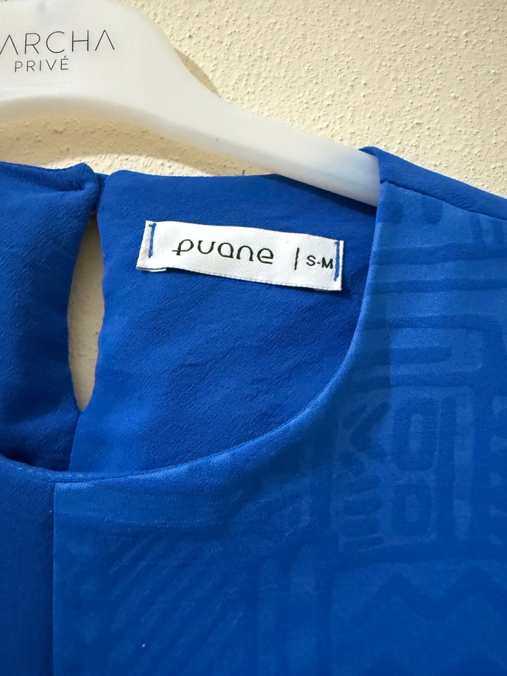 Mavi Baskılı Uzun Kollu Kadın Tunik - Görsel 3