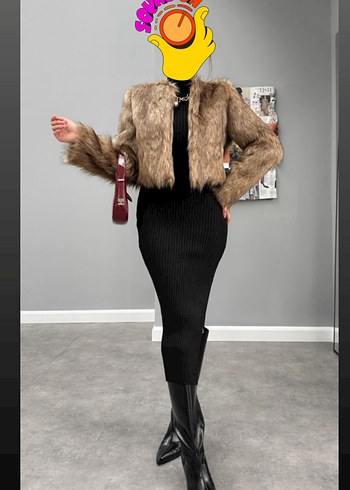 ZARA  Zebra Desenli Kürk Detaylı Kısa Ceket - Görsel 2