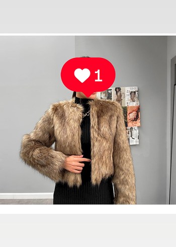 ZARA  Zebra Desenli Kürk Detaylı Kısa Ceket - Görsel 3