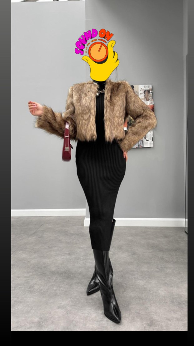 ZARA  Zebra Desenli Kürk Detaylı Kısa Ceket - Görsel 2