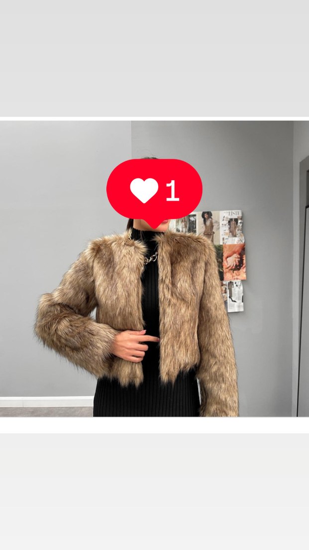 ZARA  Zebra Desenli Kürk Detaylı Kısa Ceket - Görsel 3