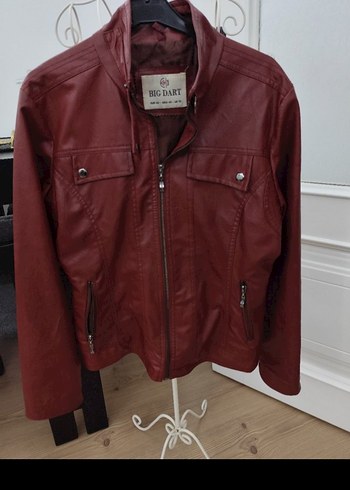 42 Beden bordo Renk Kadın Bordo Deri Biker Ceket