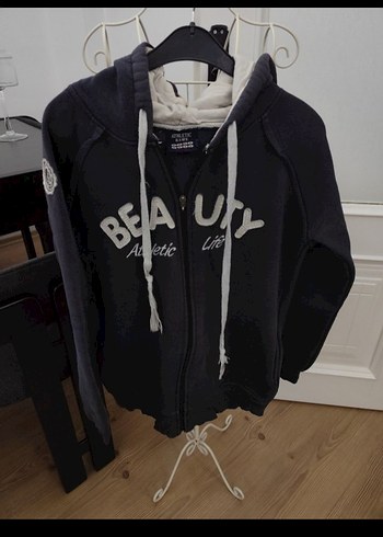 Trendyol & Milla Gri Kapüşonlu Fermuarlı Sweatshirt