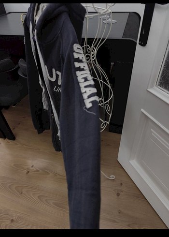 m Beden Gri Kapüşonlu Fermuarlı Sweatshirt