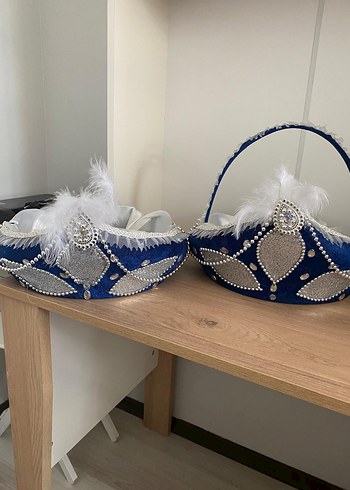 Mavi Parlak Süslemeli Sepetler - Görsel 5