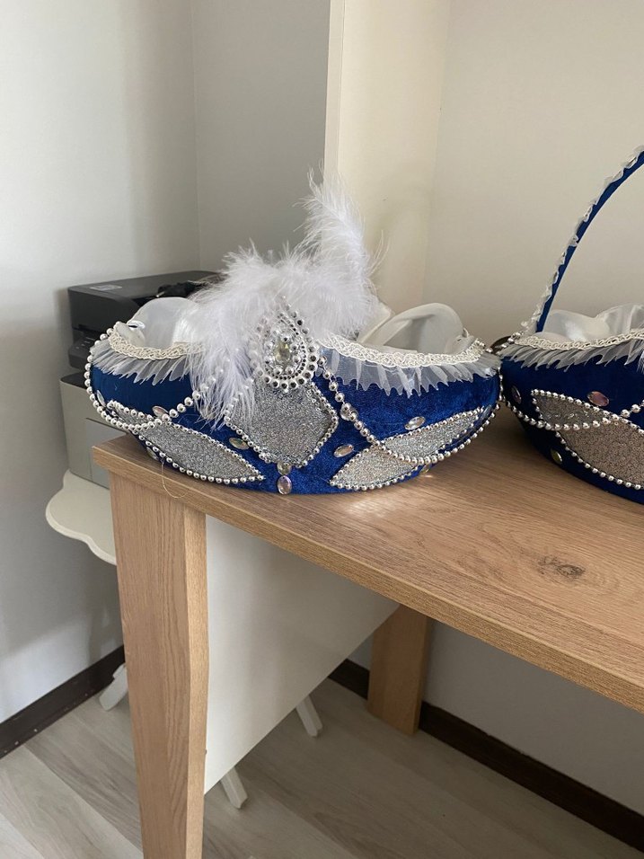 Mavi Parlak Süslemeli Sepetler - Görsel 2