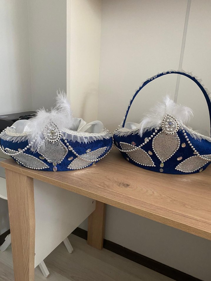 Mavi Parlak Süslemeli Sepetler - Görsel 5