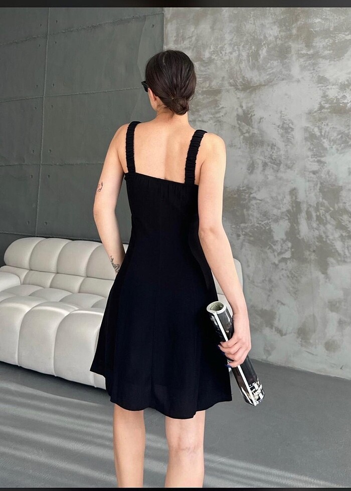 Siyah yazlık elbise - Görsel 3