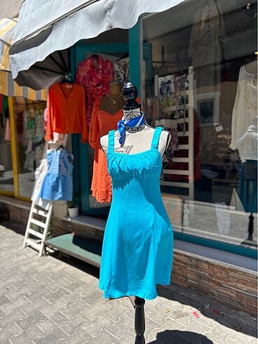 Mavi askılı elbise - Görsel 3