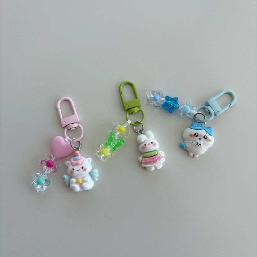 Renkli Boncuklu Kadın Anahtarlık - Görsel 2