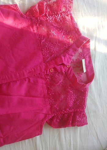 yeni lcw 11-12 Pembe Kolsuz V Yaka Kız gömlek - Görsel 3