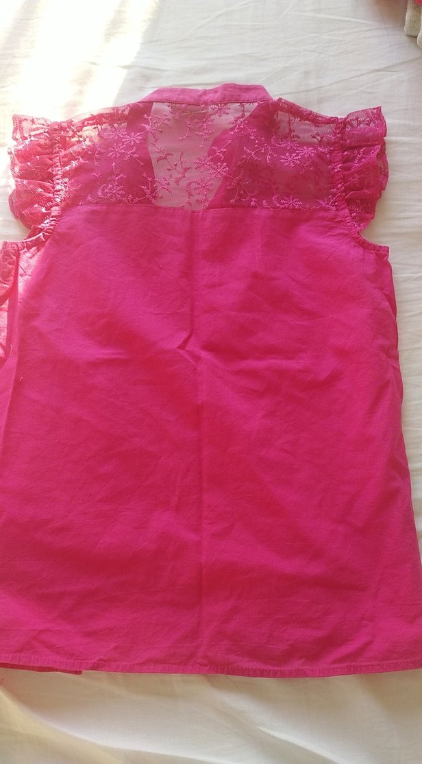 yeni lcw 11-12 Pembe Kolsuz V Yaka Kız gömlek - Görsel 5