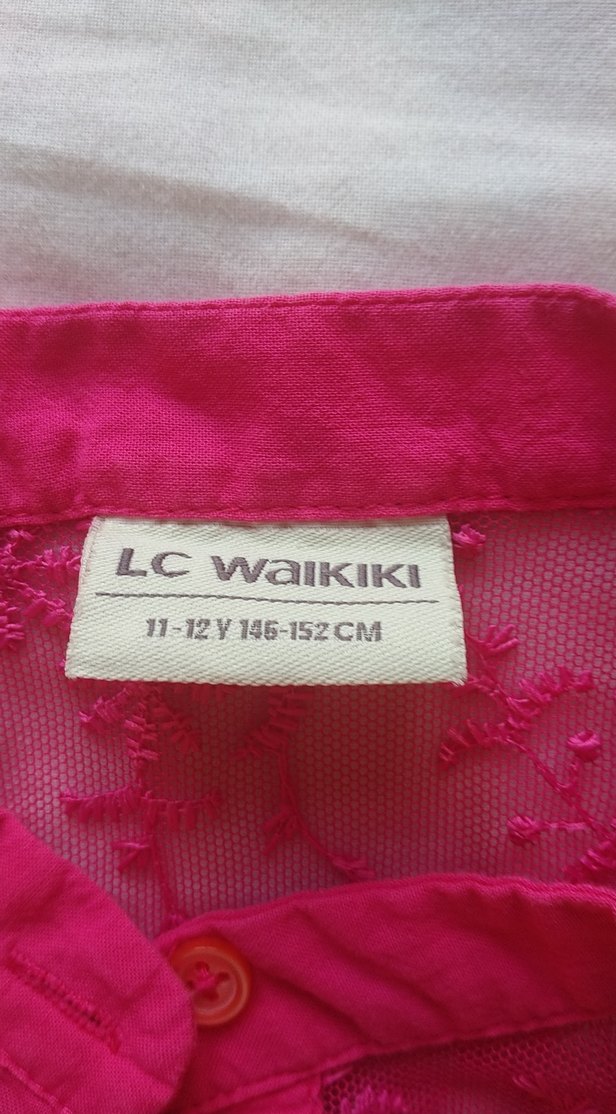 yeni lcw 11-12 Pembe Kolsuz V Yaka Kız gömlek - Görsel 2