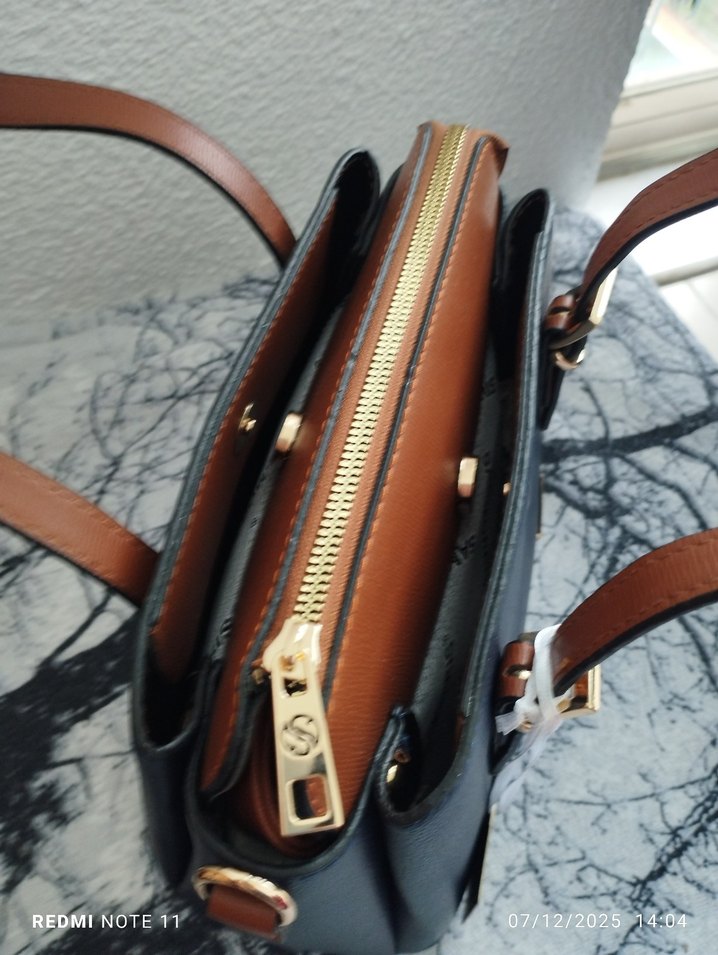 Klasik Şıklıkta Mavi Deri Kadın Çanta - Görsel 5