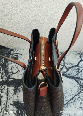 Kahverengi Deri Baskılı Kadın Çanta - Görsel 3