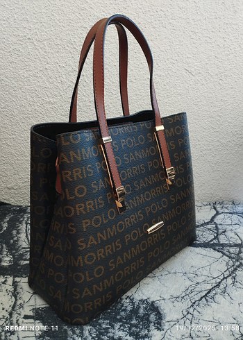 Kahverengi Deri Baskılı Kadın Çanta - Görsel 5