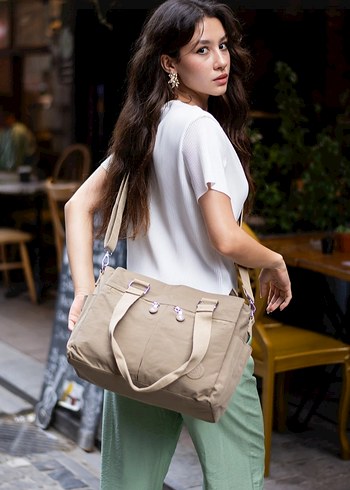 Bej Kadın Bel Detaylı Günlük Çapraz Çanta - Görsel 4