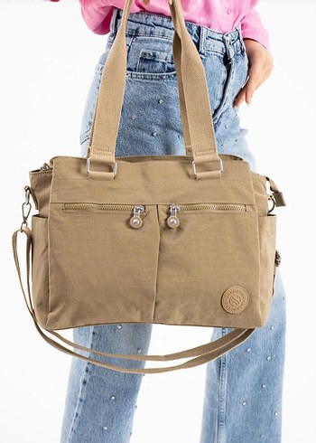 Bej Kadın Bel Detaylı Günlük Çapraz Çanta - Görsel 2