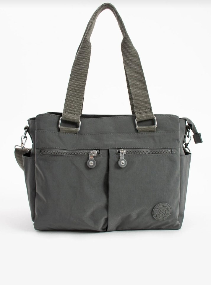 Gri Fermuarlı Kadın Omuz Çantası şu geçirmez - Görsel 3