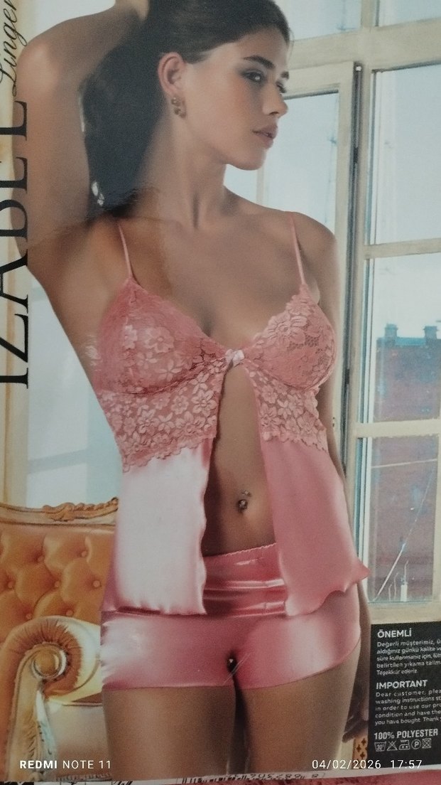 Pembe Mini Dantel Detaylı Kadın Pijama Takımı - Görsel 2