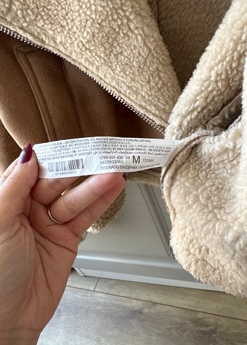 Kürklü Bej Süet Kadın Ceket - Görsel 4