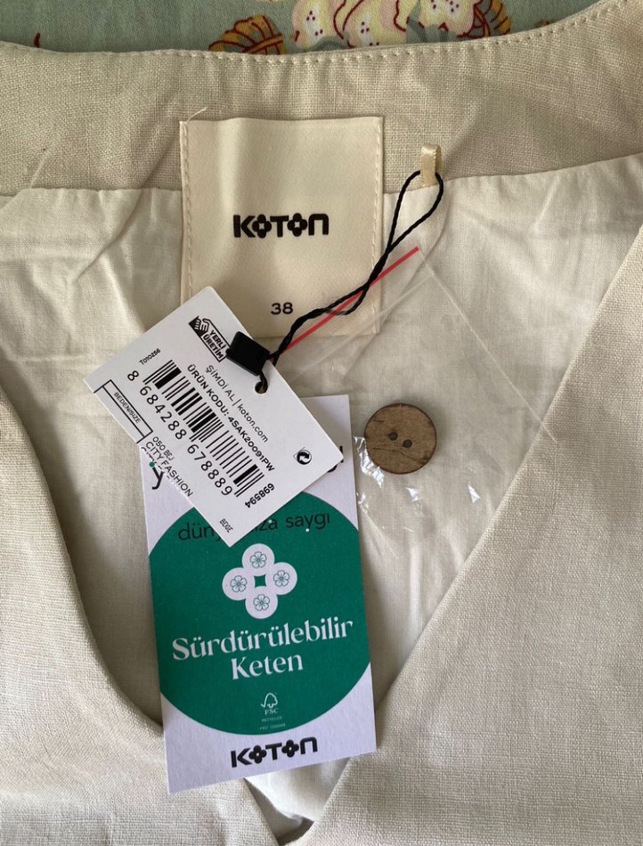 Bej Keten V Yaka Kolsuz Kadın Yelek - Görsel 3