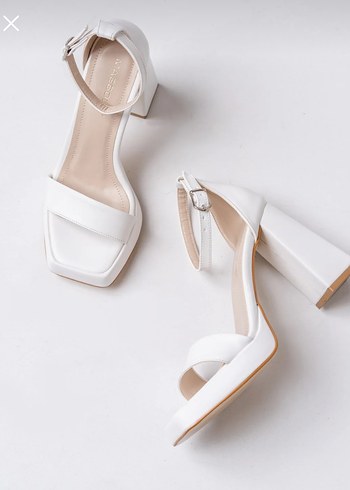 Beyaz Platform Topuklu Kadın Abiye Ayakkabı - Görsel 2